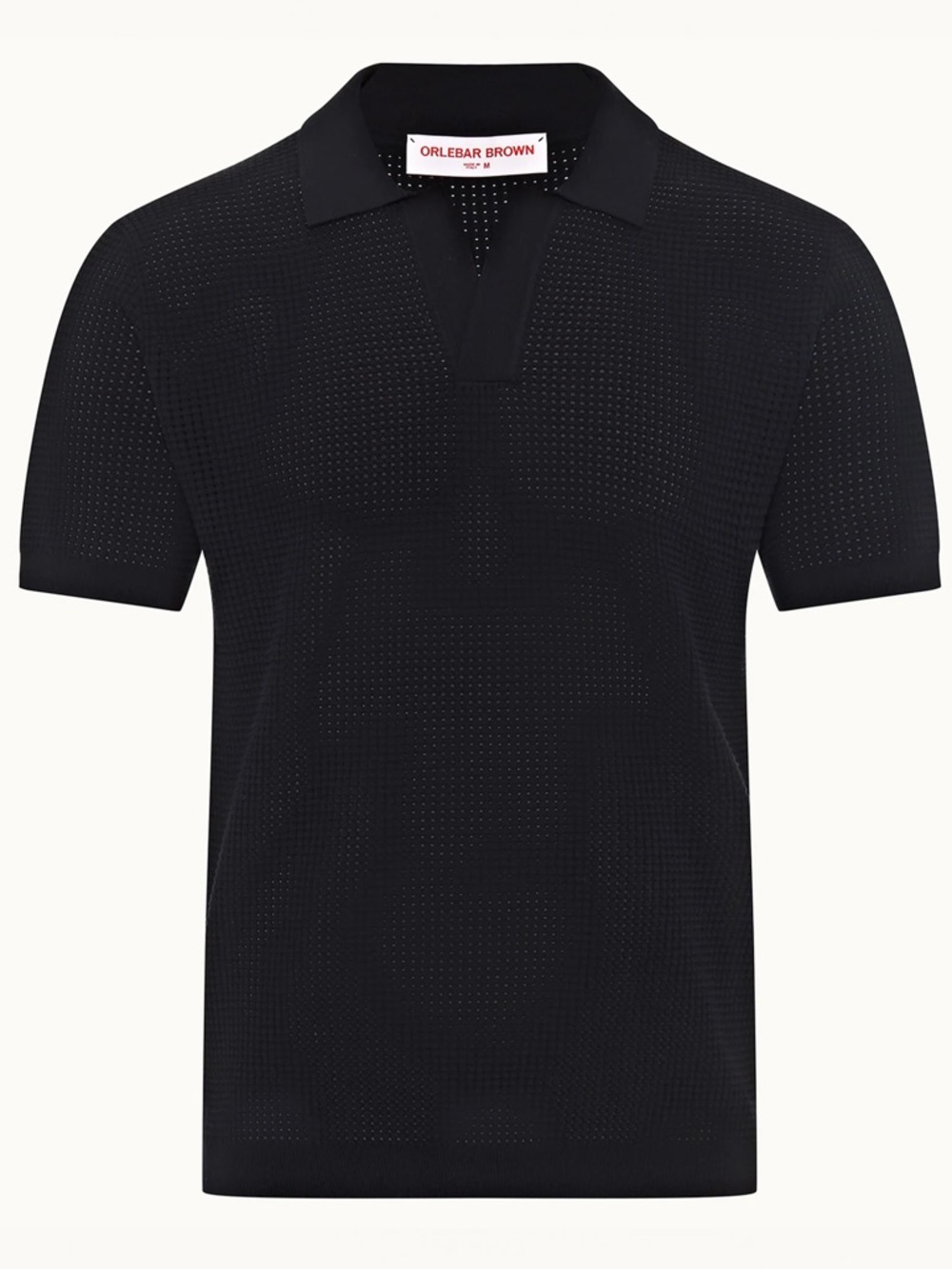 Orlebar Brown Luxury Roddy Night Iris Blue Polo Shirt XL $545 Mesh Waffle Knit - Picture 1 of 7
